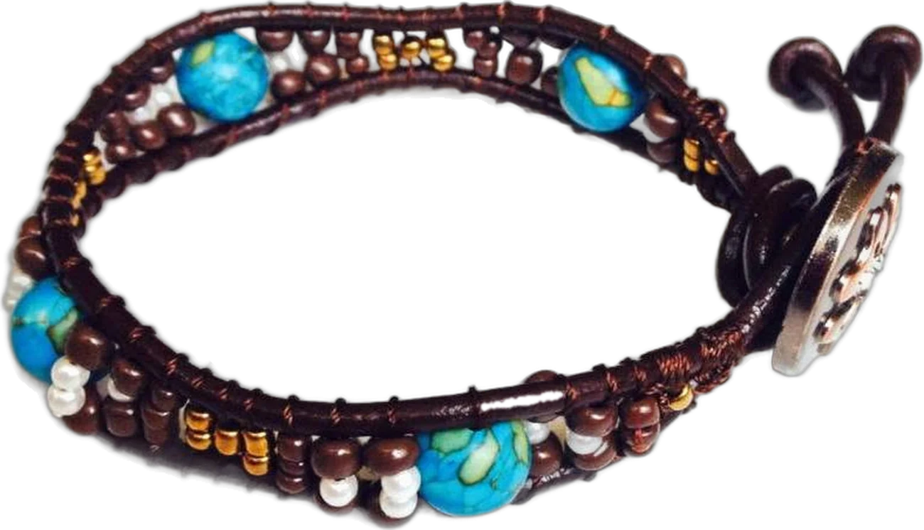 The very first Maihand bracelet: single wrap with turquoise stones